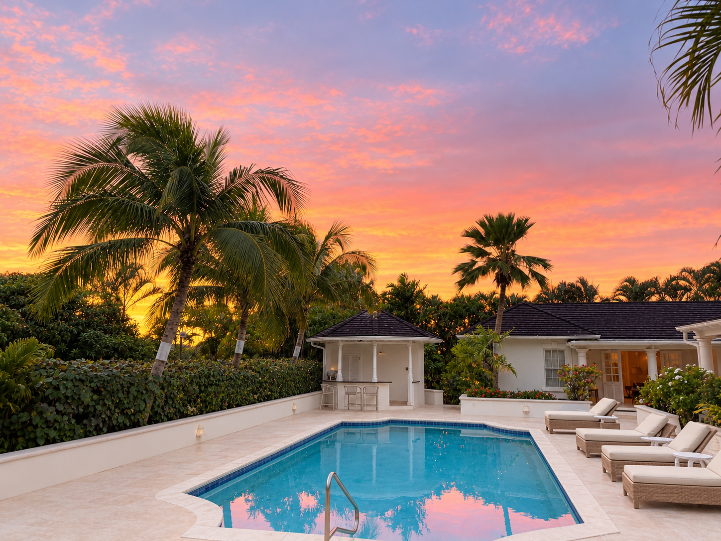 The pool at sunset